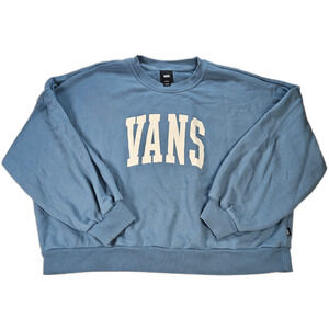 VANS Women's Dusty Blue Medium Cotton Blend Pullover Logo Sweatshirt